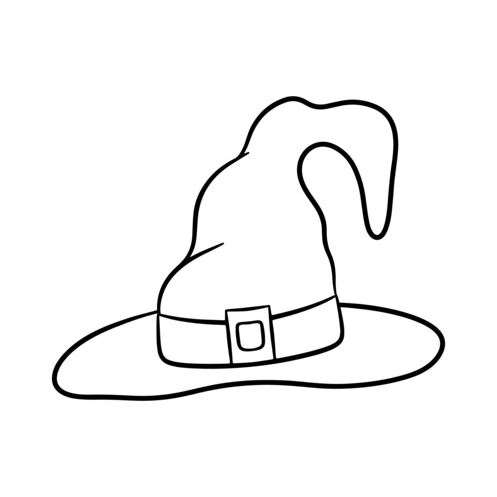 sombrero de contorno de bruja aislado sobre fondo blanco vector
