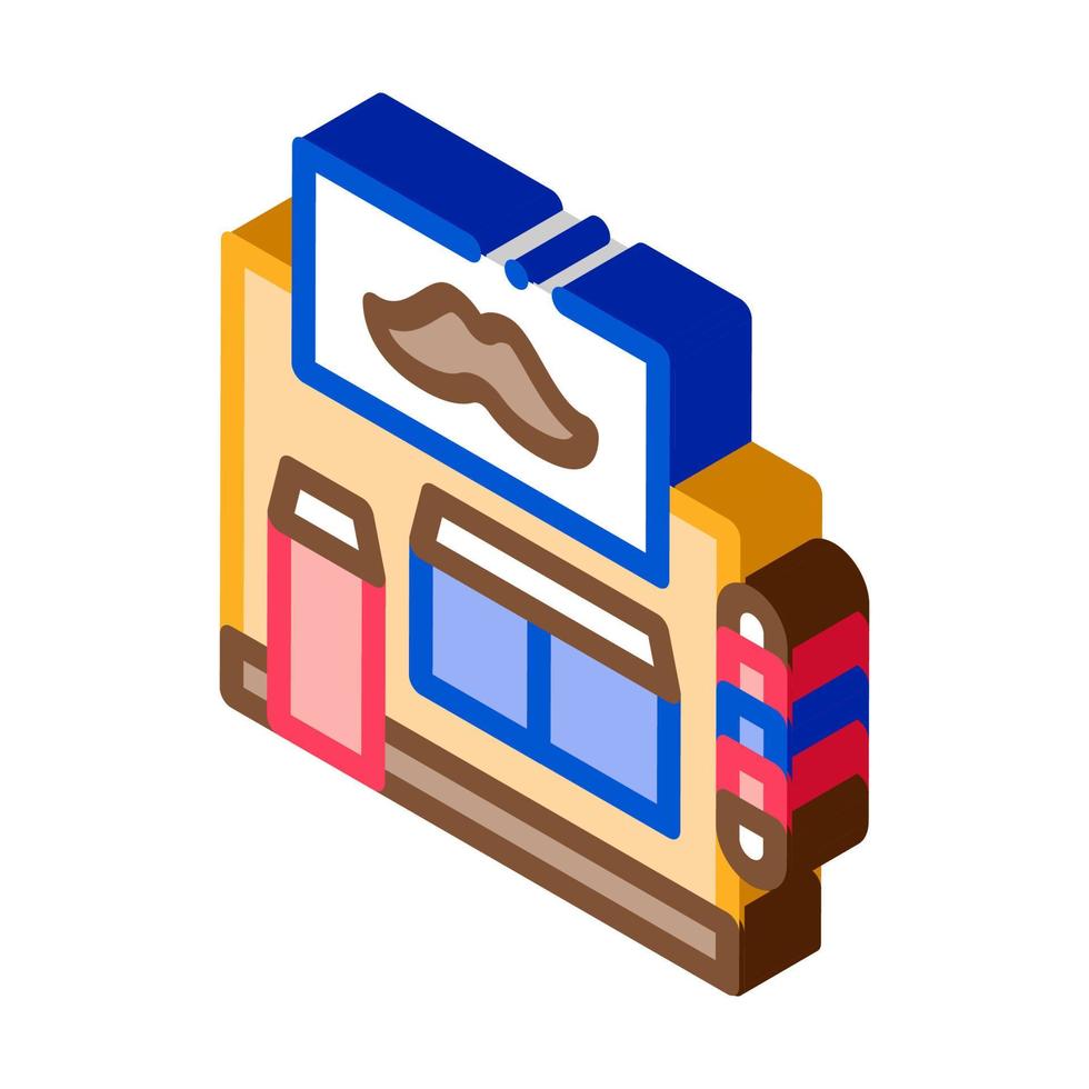 Barber Shop Building isometric icon vector illustration