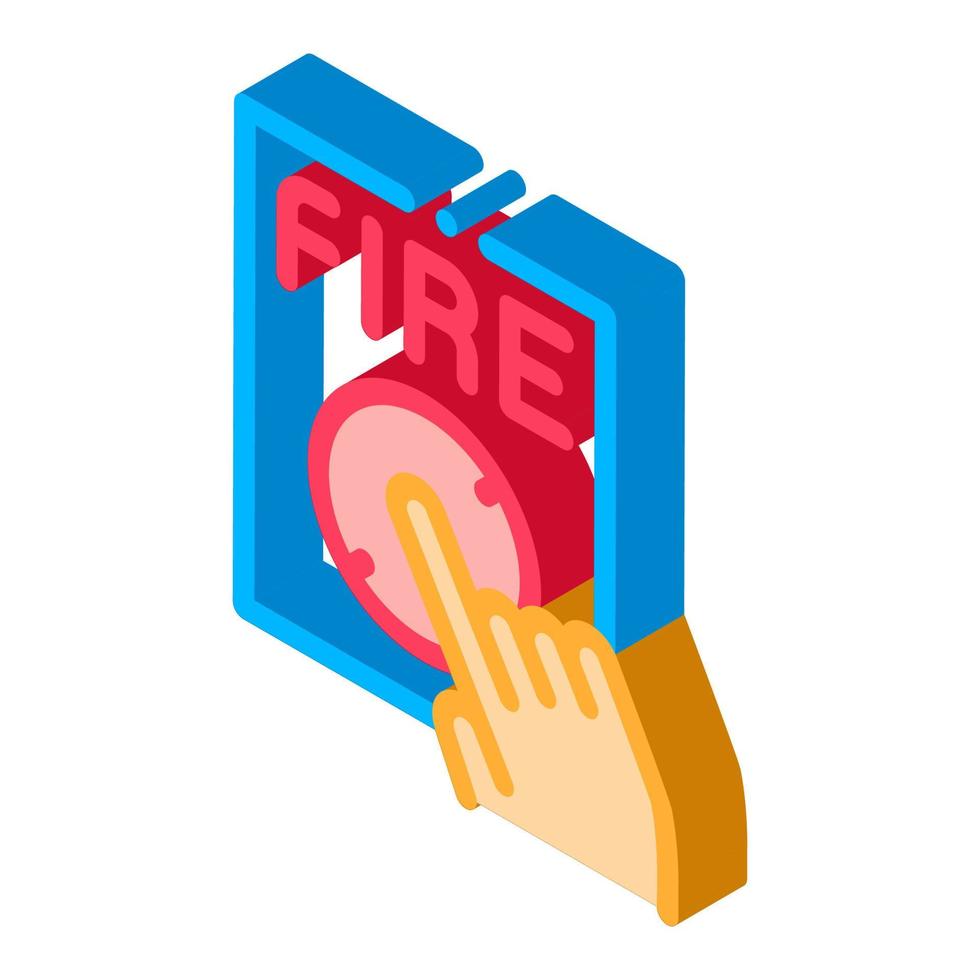 Hand Push Fire Button isometric icon vector illustration