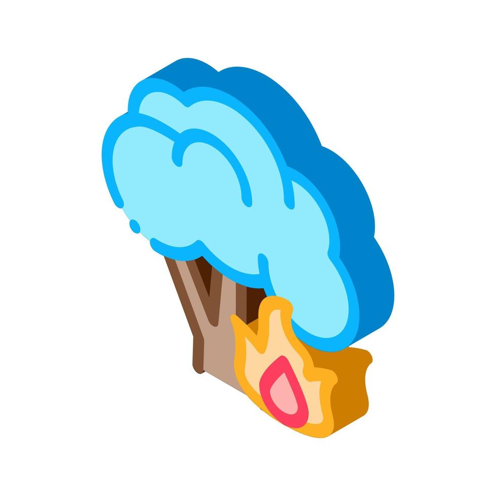 ilustración de vector de icono isométrico de árbol ardiente de fuego