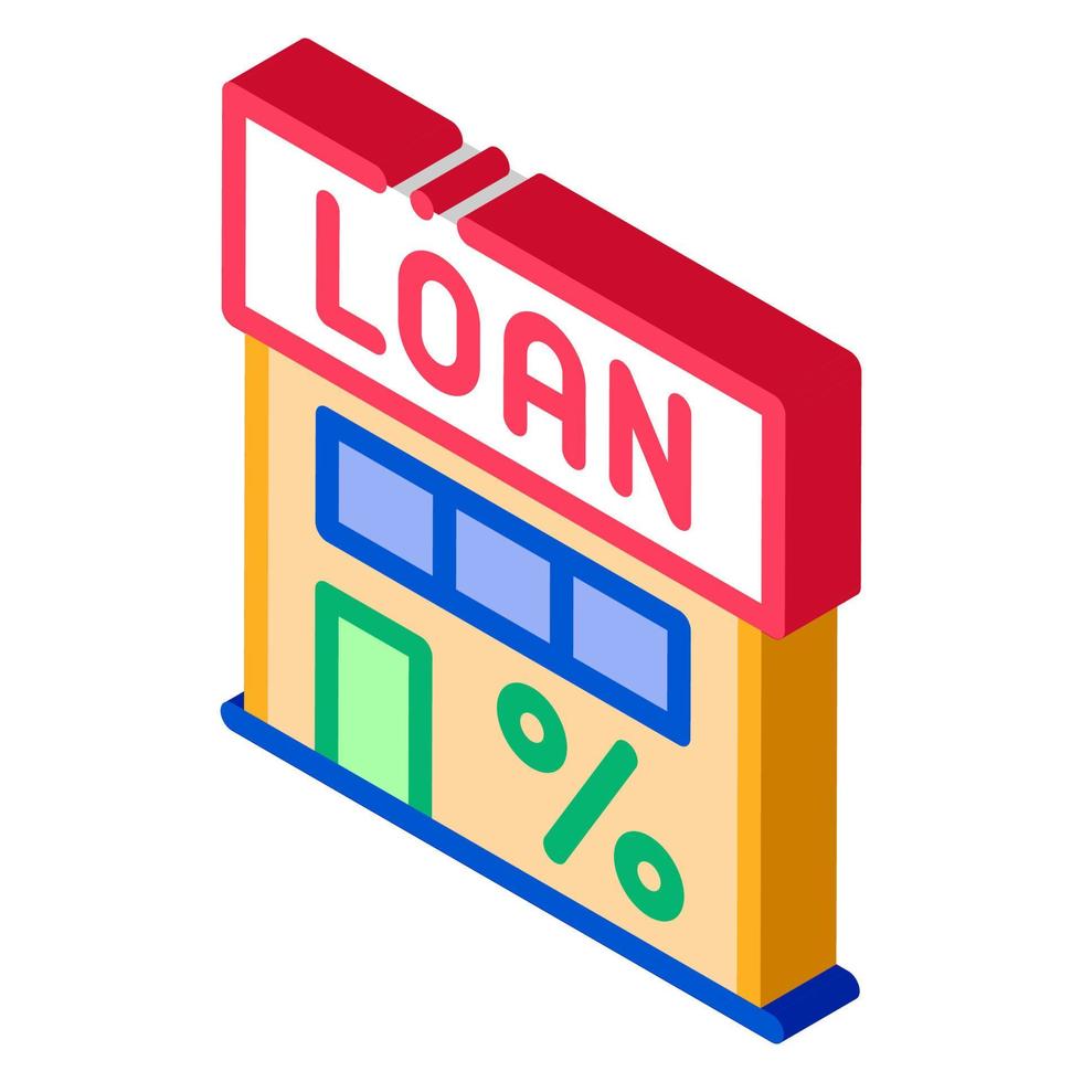 Loan Percent Building isometric icon vector illustration