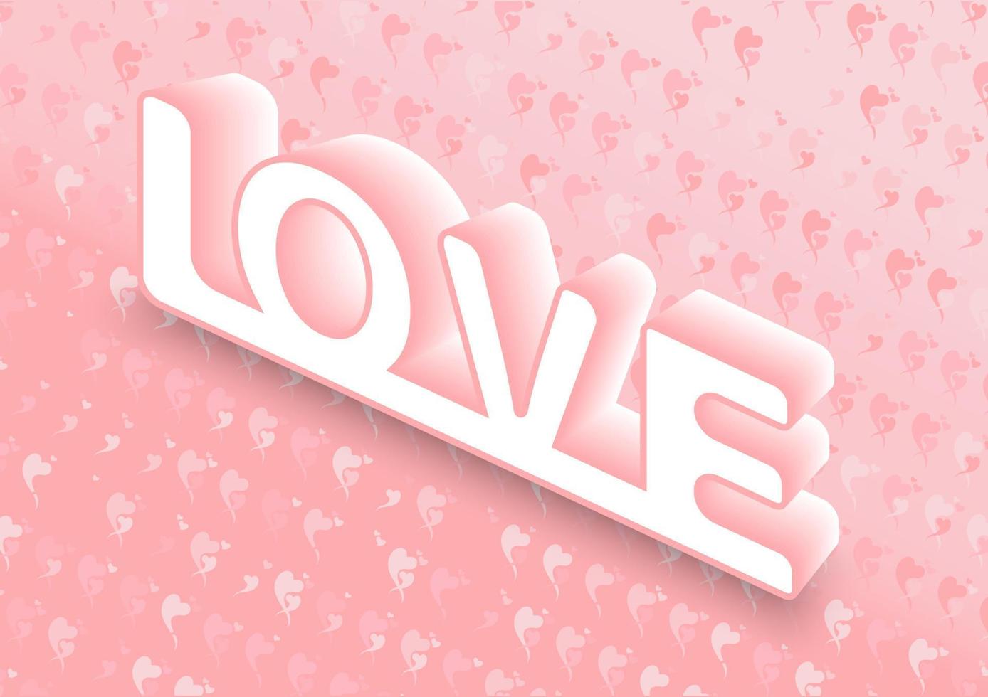 3d white love on pink background. vector
