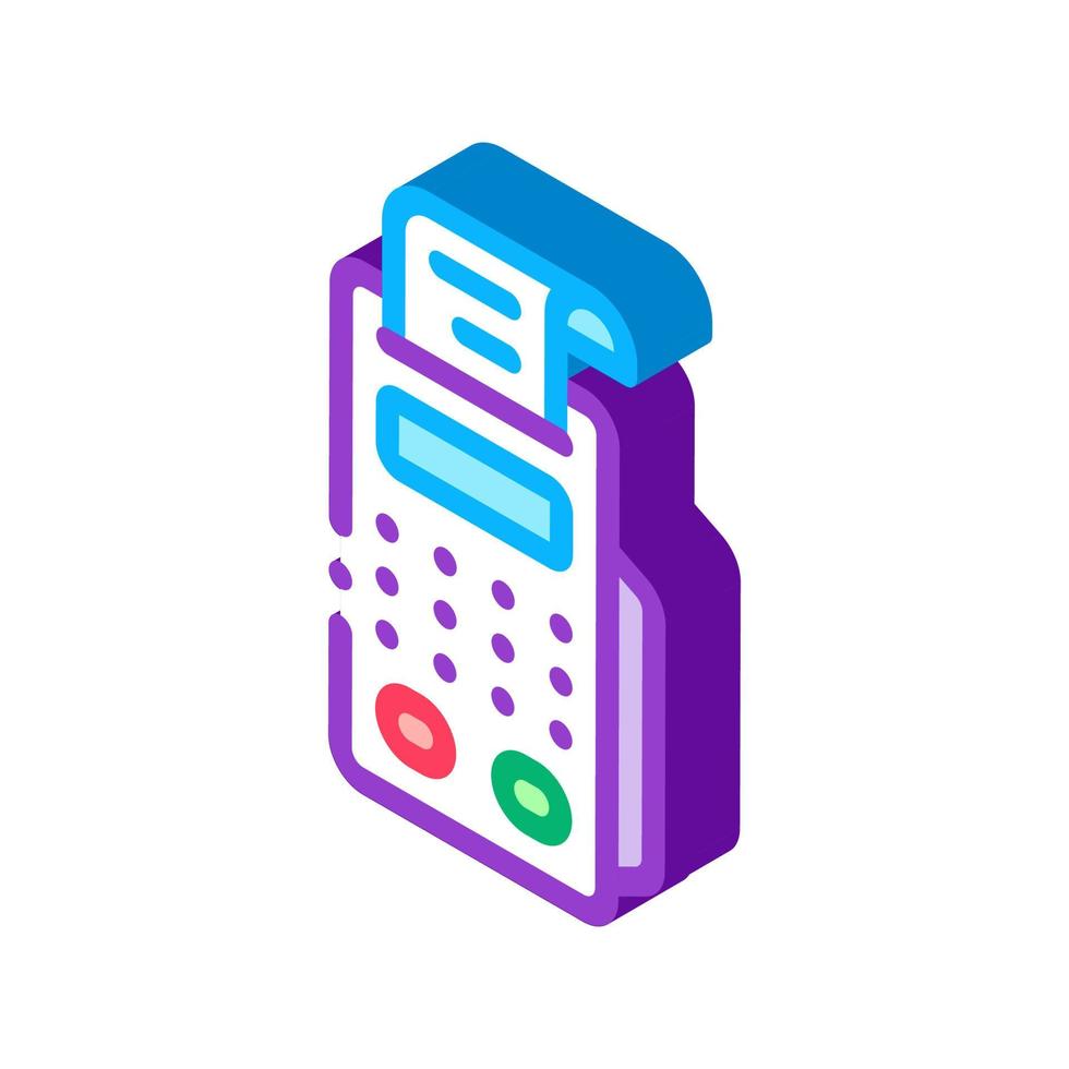 pos terminal print receipt isometric icon vector illustration
