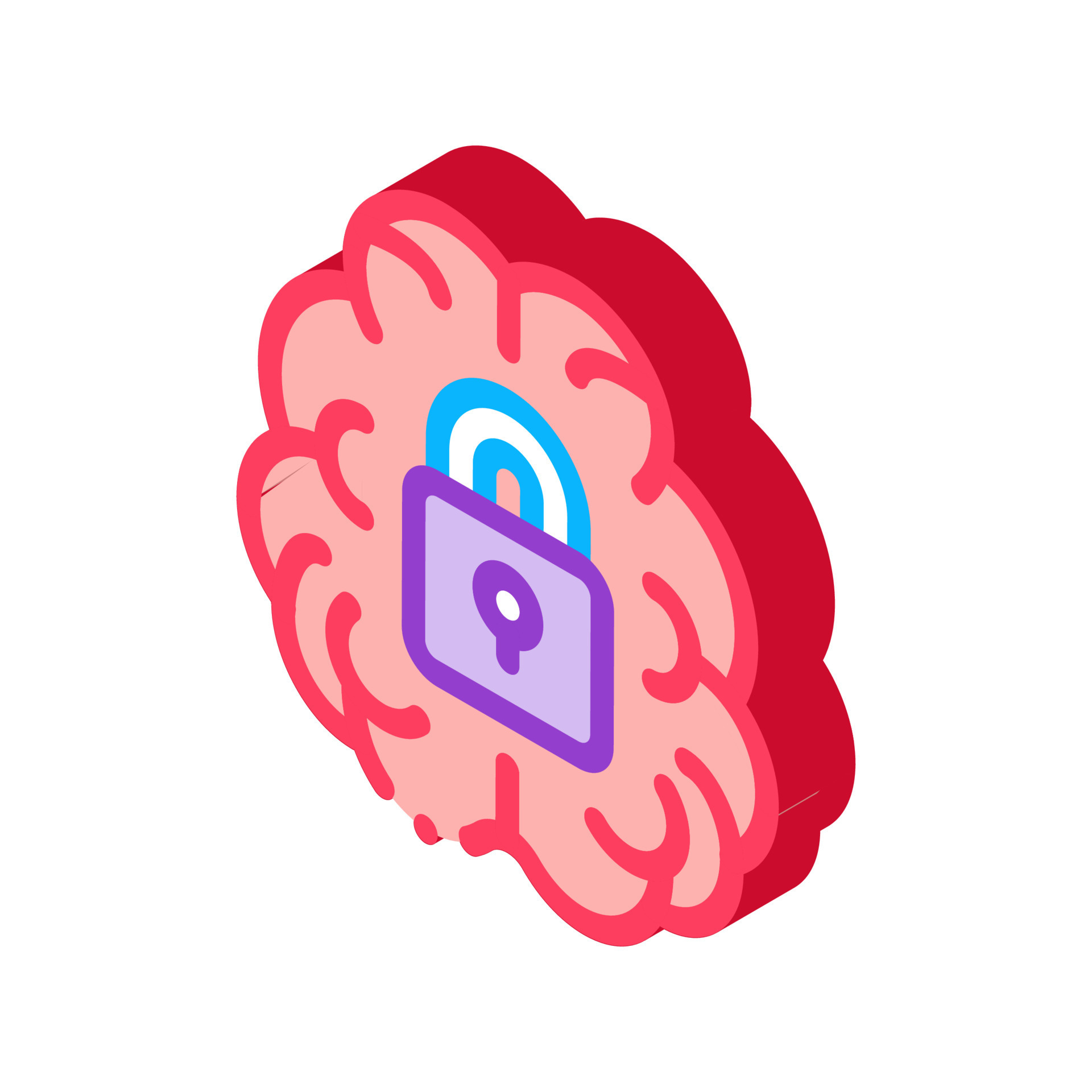 Brain And Locked Padlock isometric icon vector illustration 18017971 ...