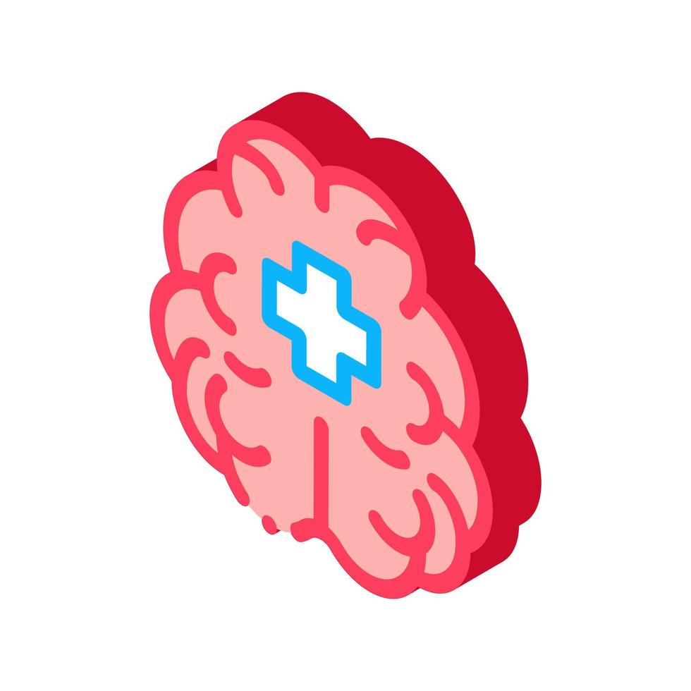 Brain And Medical Cross isometric icon vector illustration