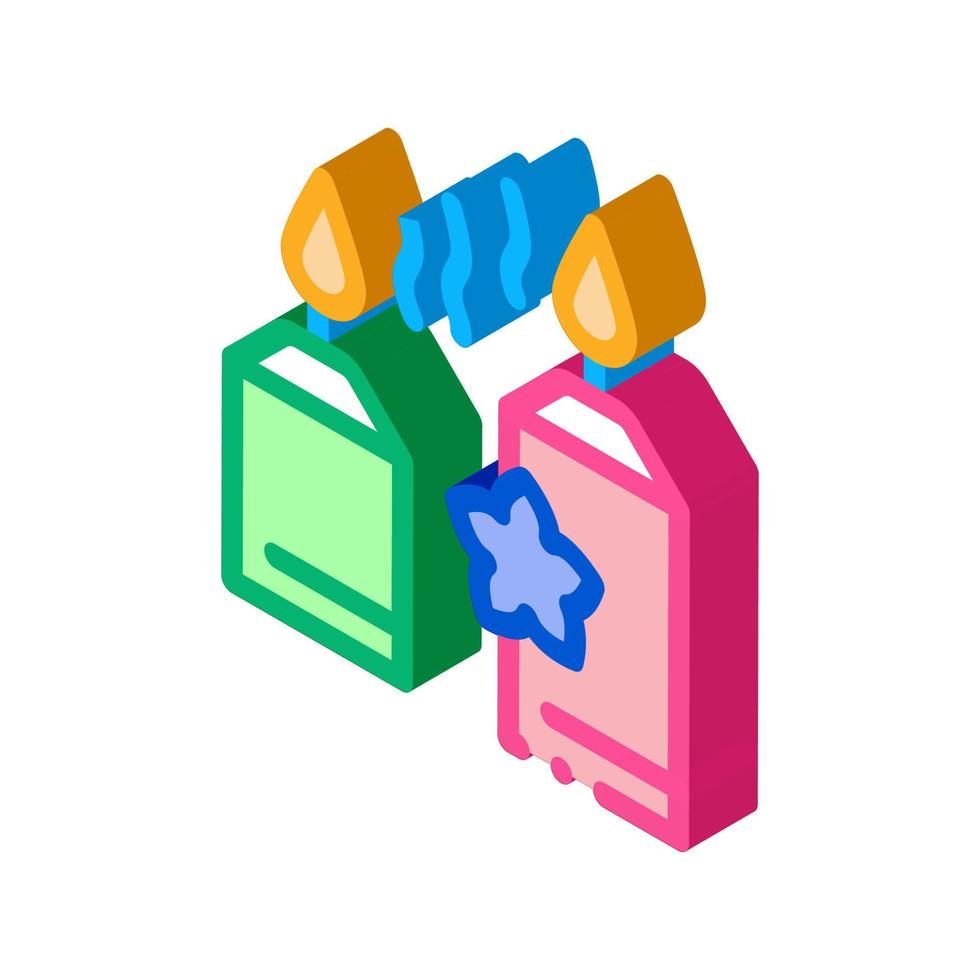aromatic burning candles isometric icon vector illustration