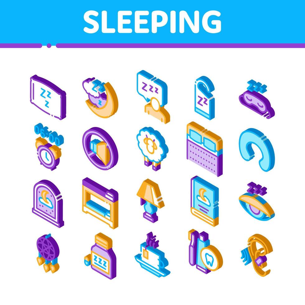 Sleeping Time Devices Isometric Icons Set Vector