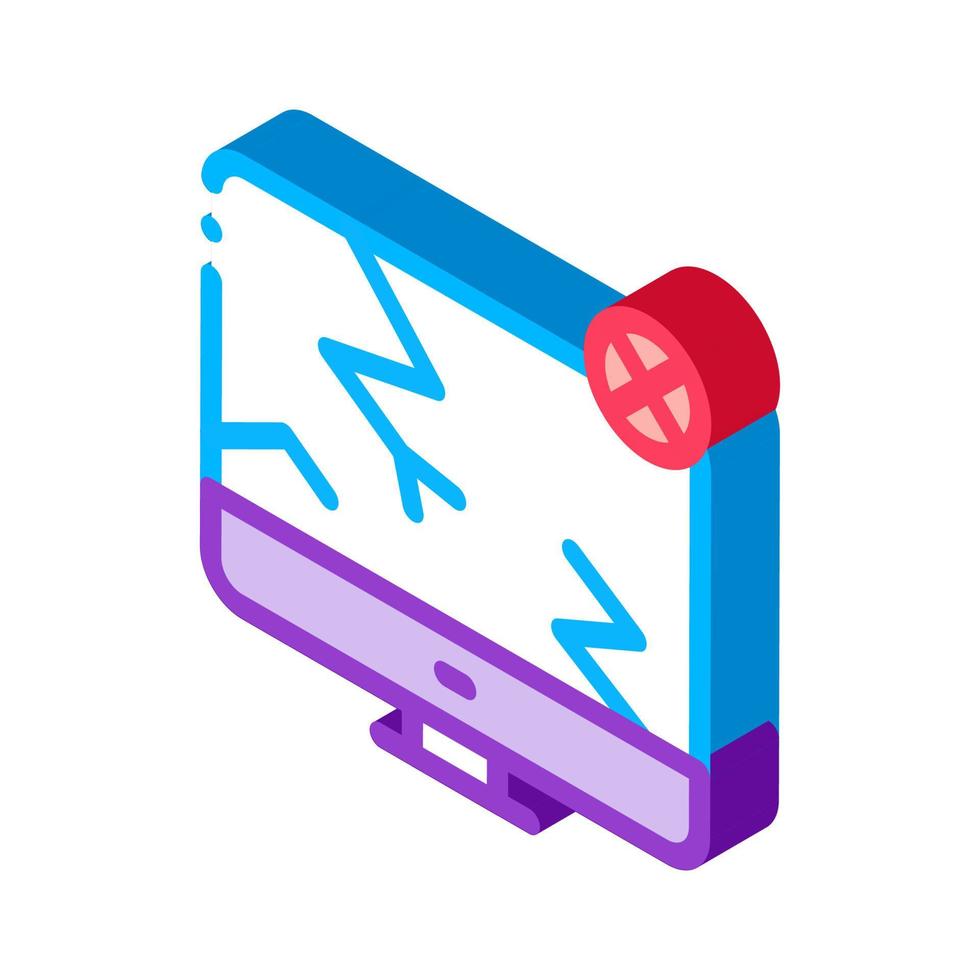 Wrecked Screen isometric icon vector illustration