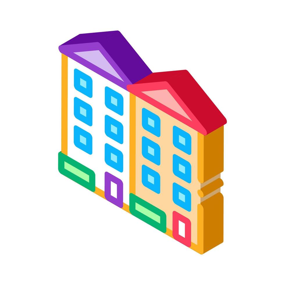 apartment houses isometric icon vector illustration