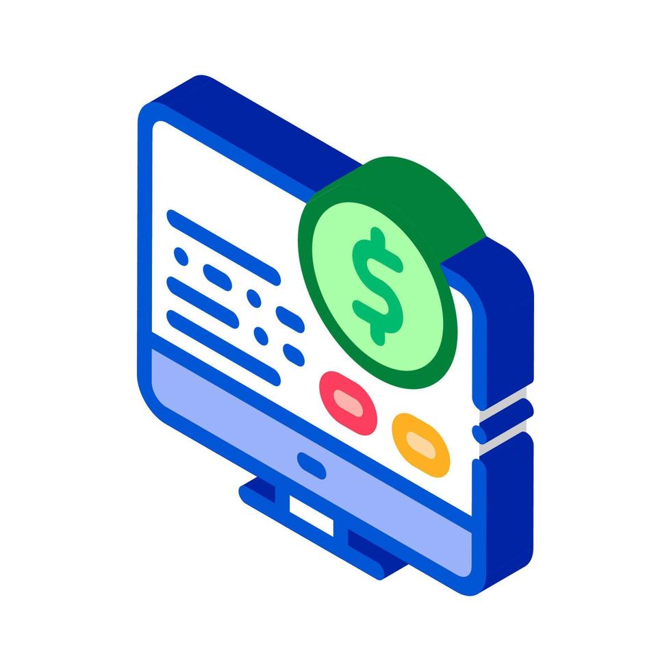 Money Report on Computer isometric icon vector illustration