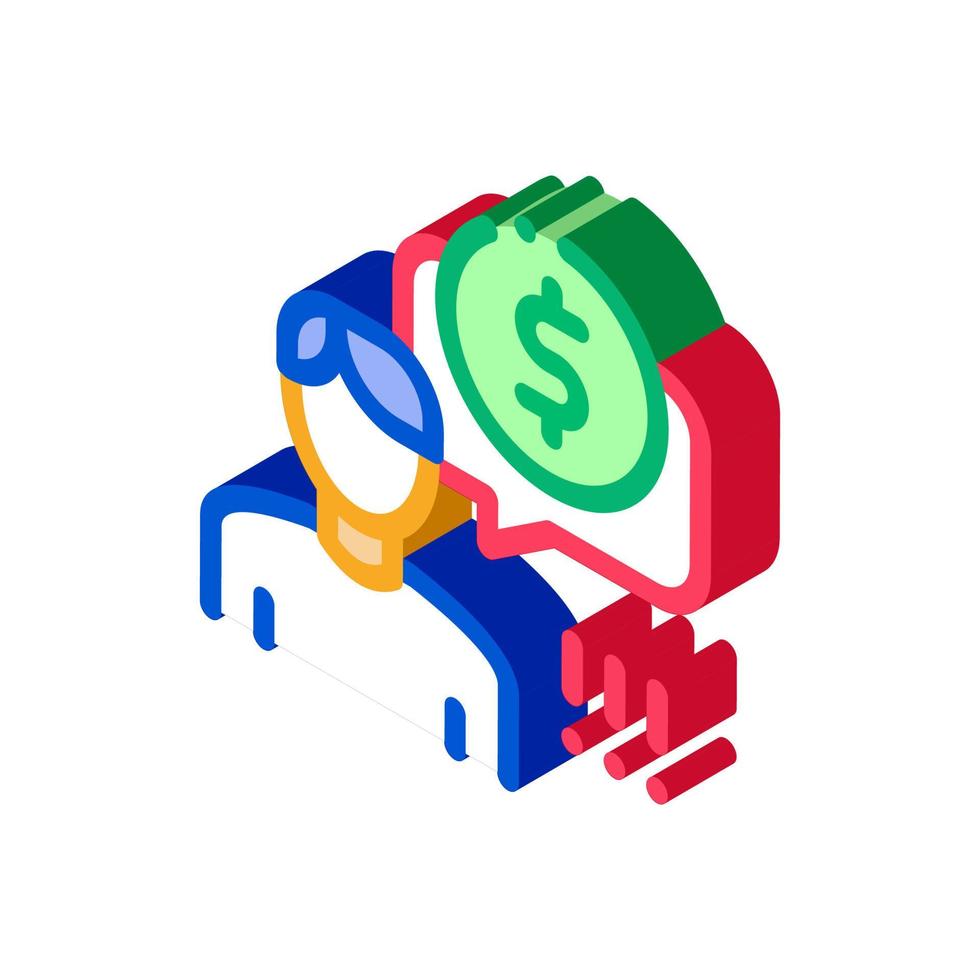 Man Persistently Waiting for Salary isometric icon vector illustration