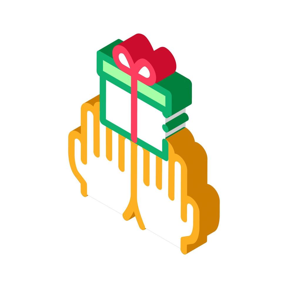 manos dando regalo icono isométrico ilustración vectorial vector