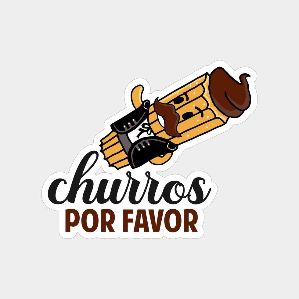 diseño de ilustraciones imprimibles de la etiqueta engomada de los churros en el fondo blanco vector