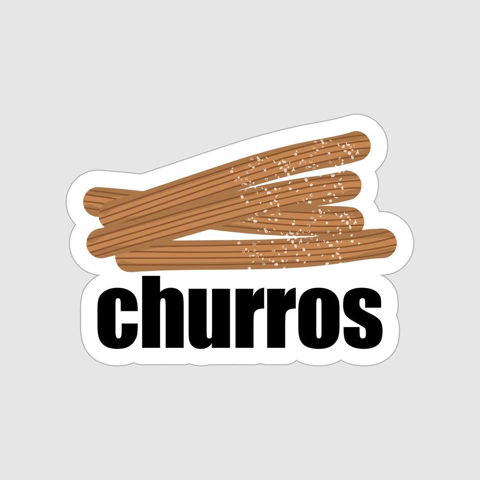 diseño de ilustraciones imprimibles de la etiqueta engomada de los churros en el fondo blanco vector