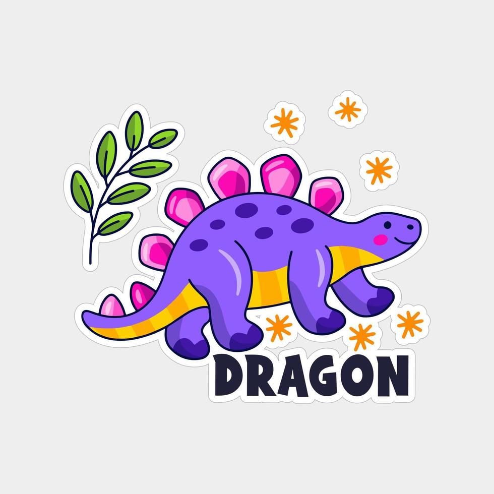 hermoso diseño de etiqueta de dragón imprimible vector