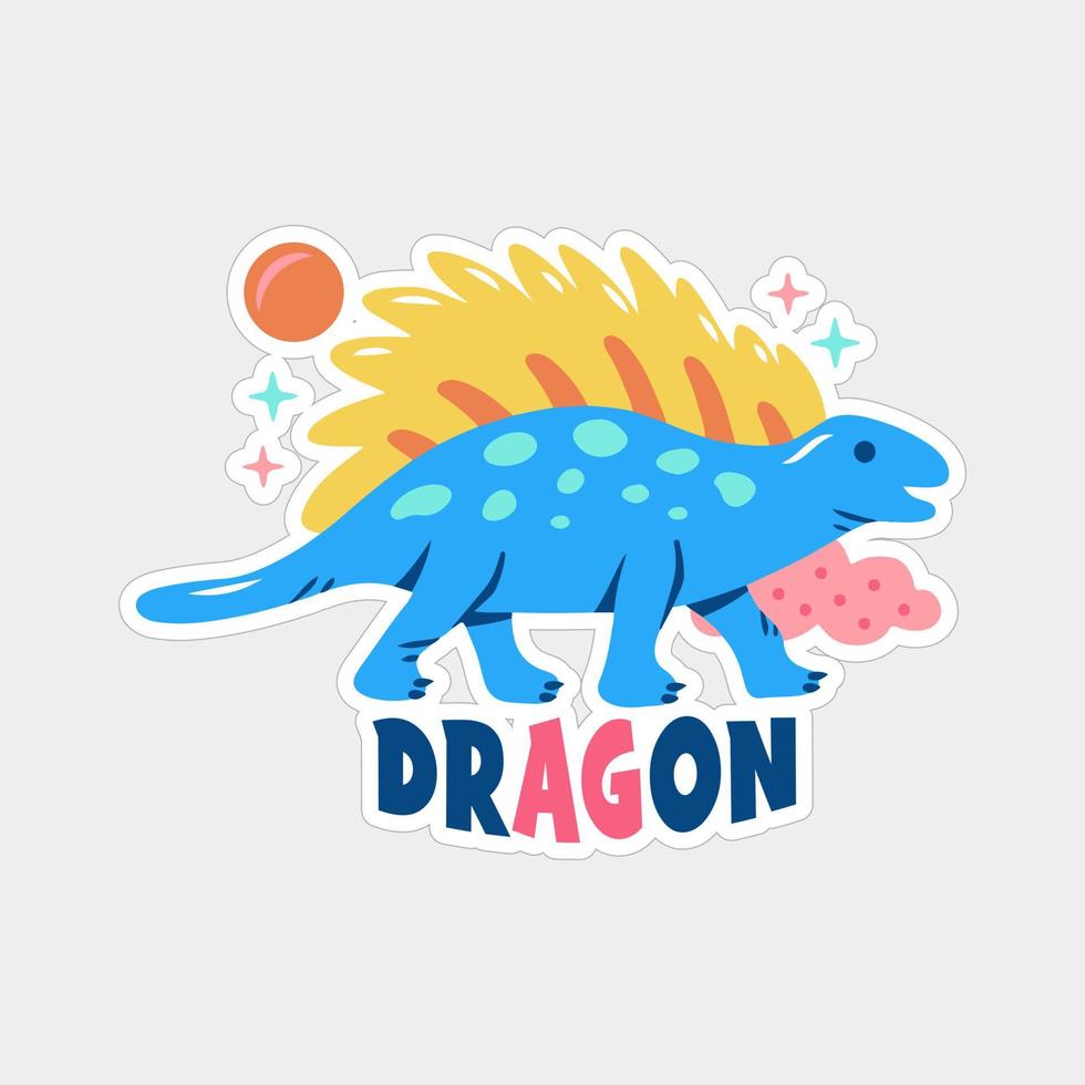 hermoso diseño de etiqueta de dragón imprimible vector