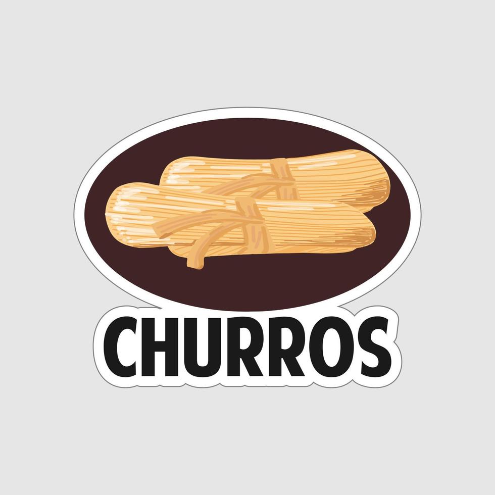 diseño de ilustraciones imprimibles de la etiqueta engomada de los churros en el fondo blanco vector