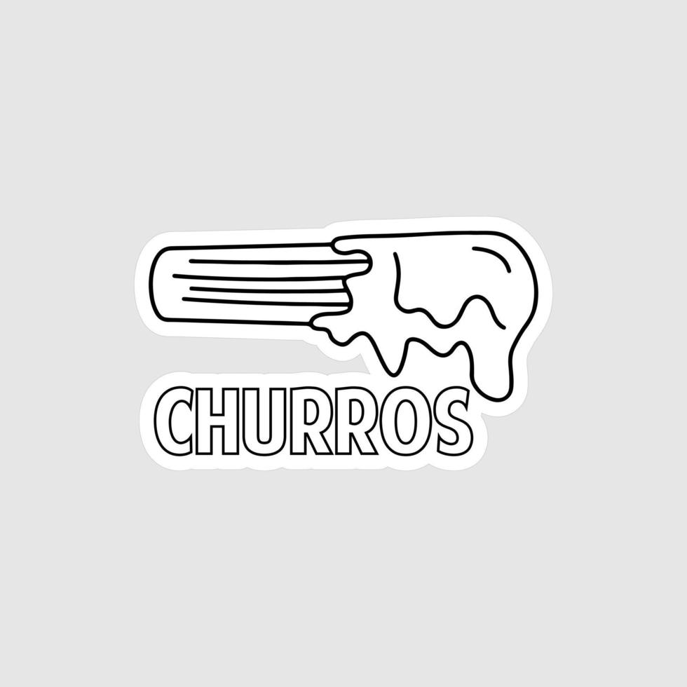 diseño de ilustraciones imprimibles de la etiqueta engomada de los churros en el fondo blanco vector