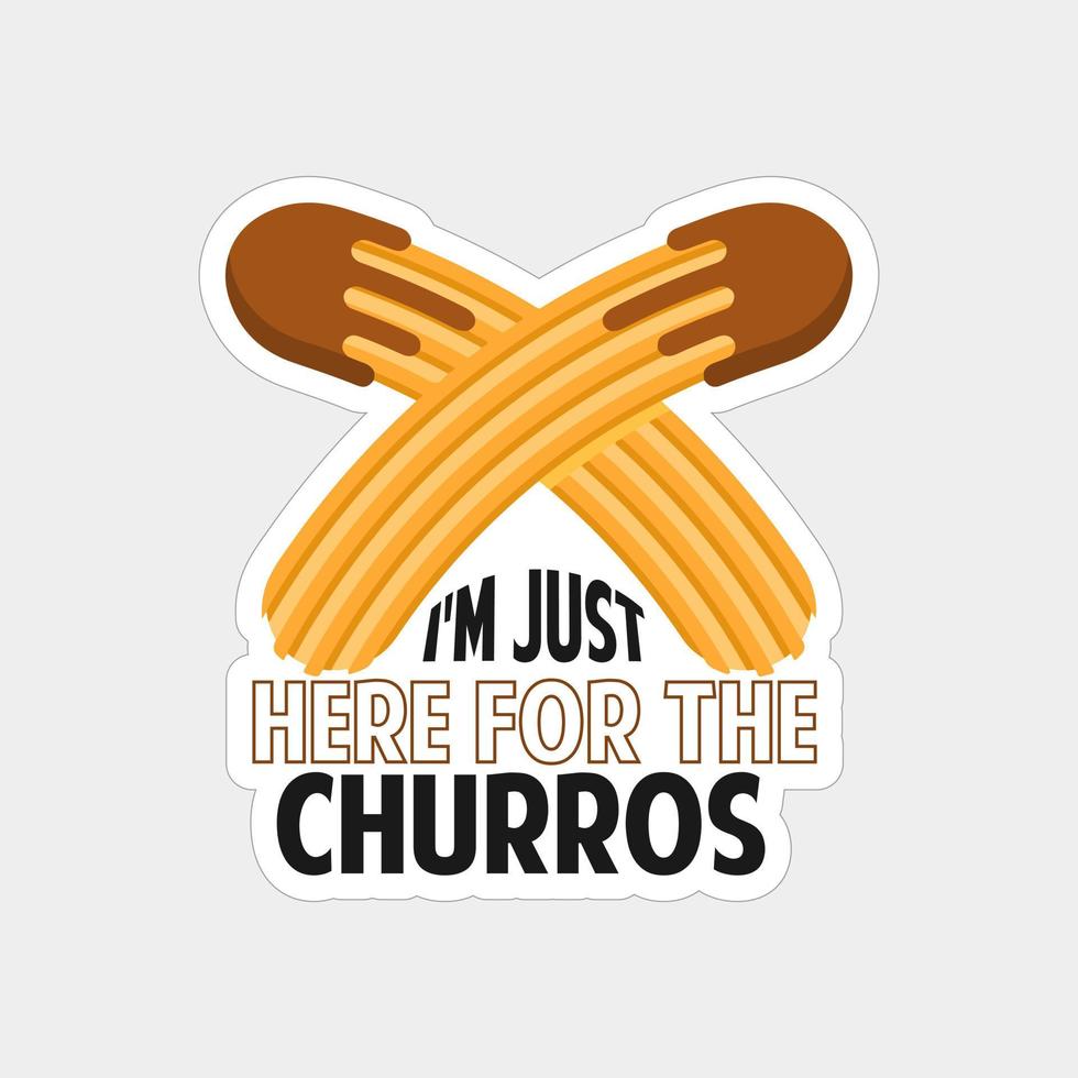 diseño de ilustraciones imprimibles de la etiqueta engomada de los churros en el fondo blanco vector