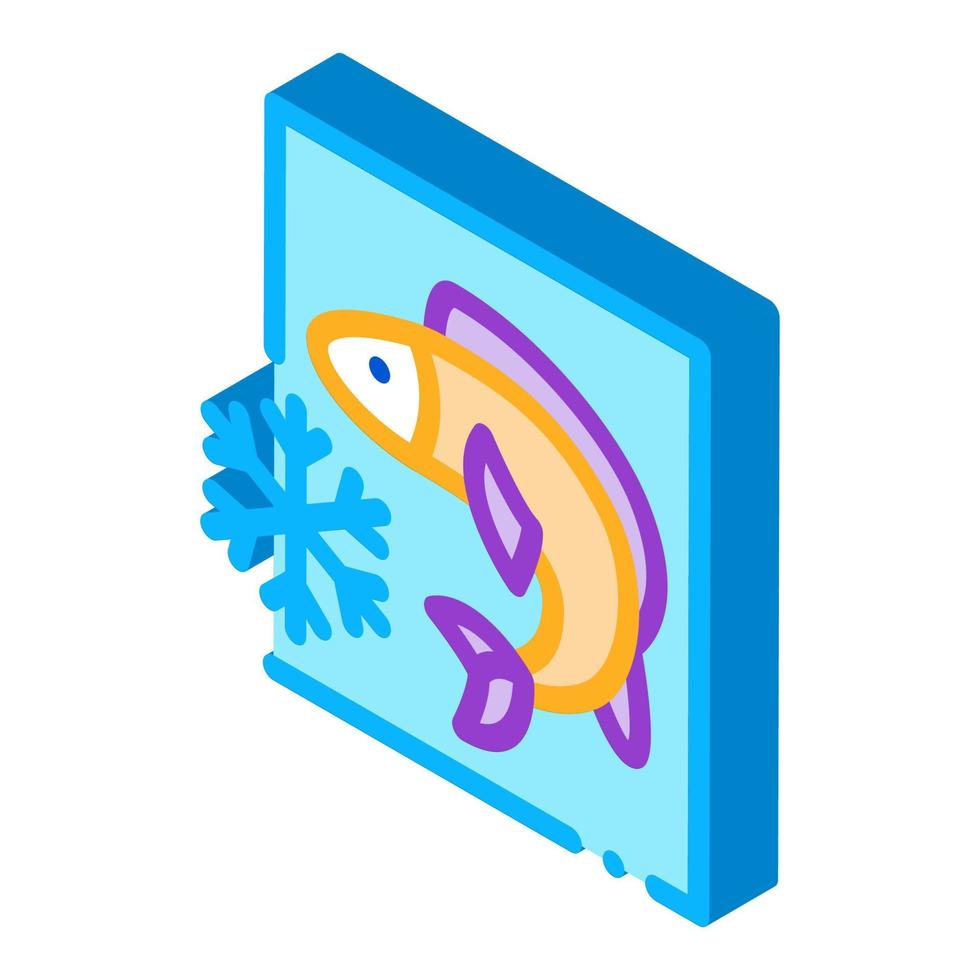 Ilustración de vector de icono isométrico de pescado congelado