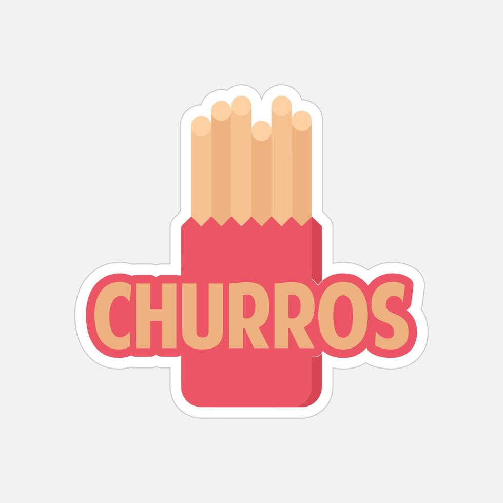 diseño de ilustraciones imprimibles de la etiqueta engomada de los churros en el fondo blanco vector