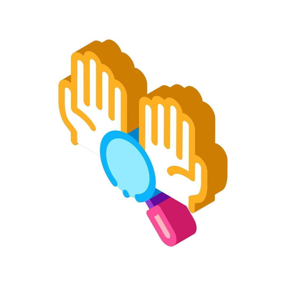 Hands And Magnifier isometric icon vector illustration