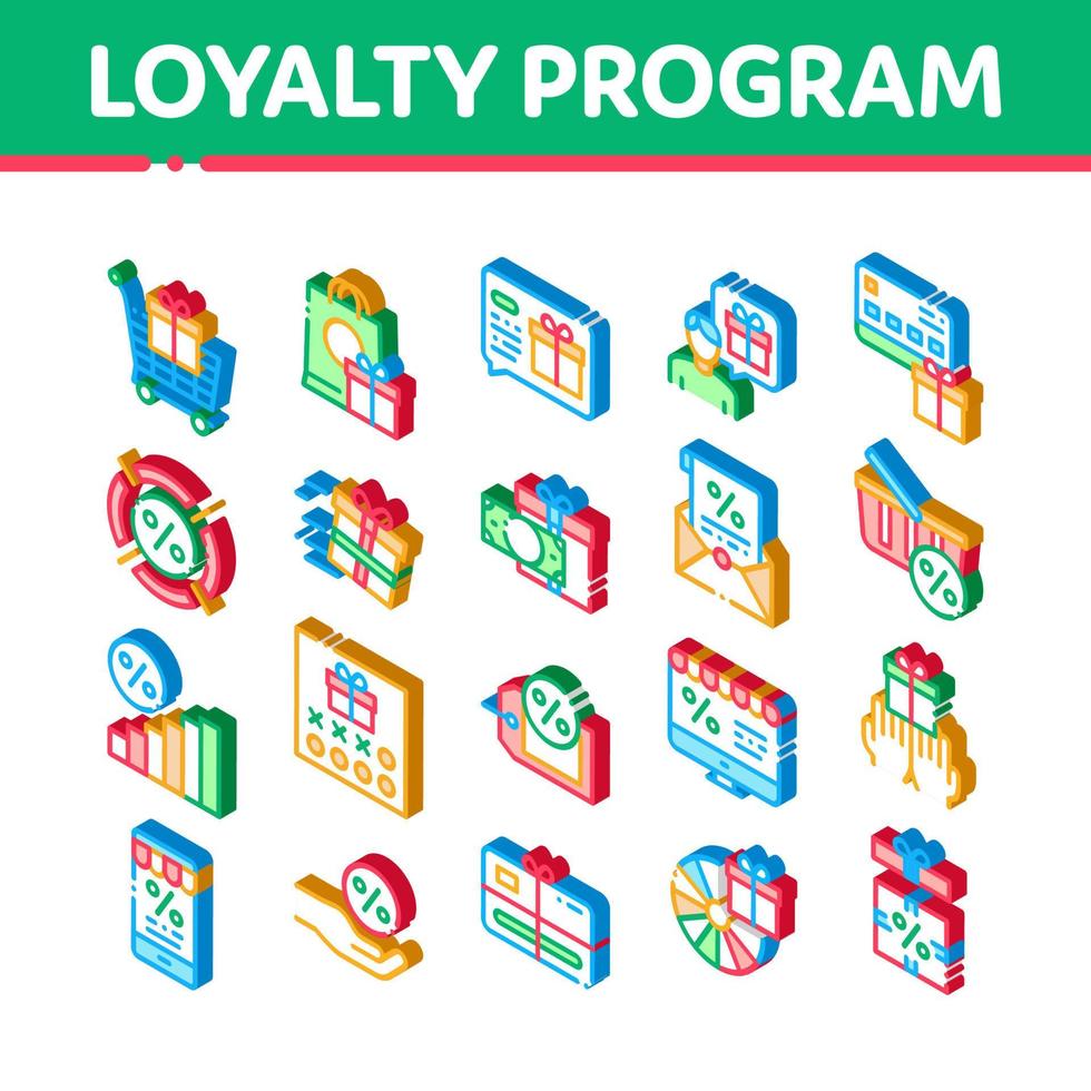 Loyalty Program For Customer Isometric Icons Set Vector