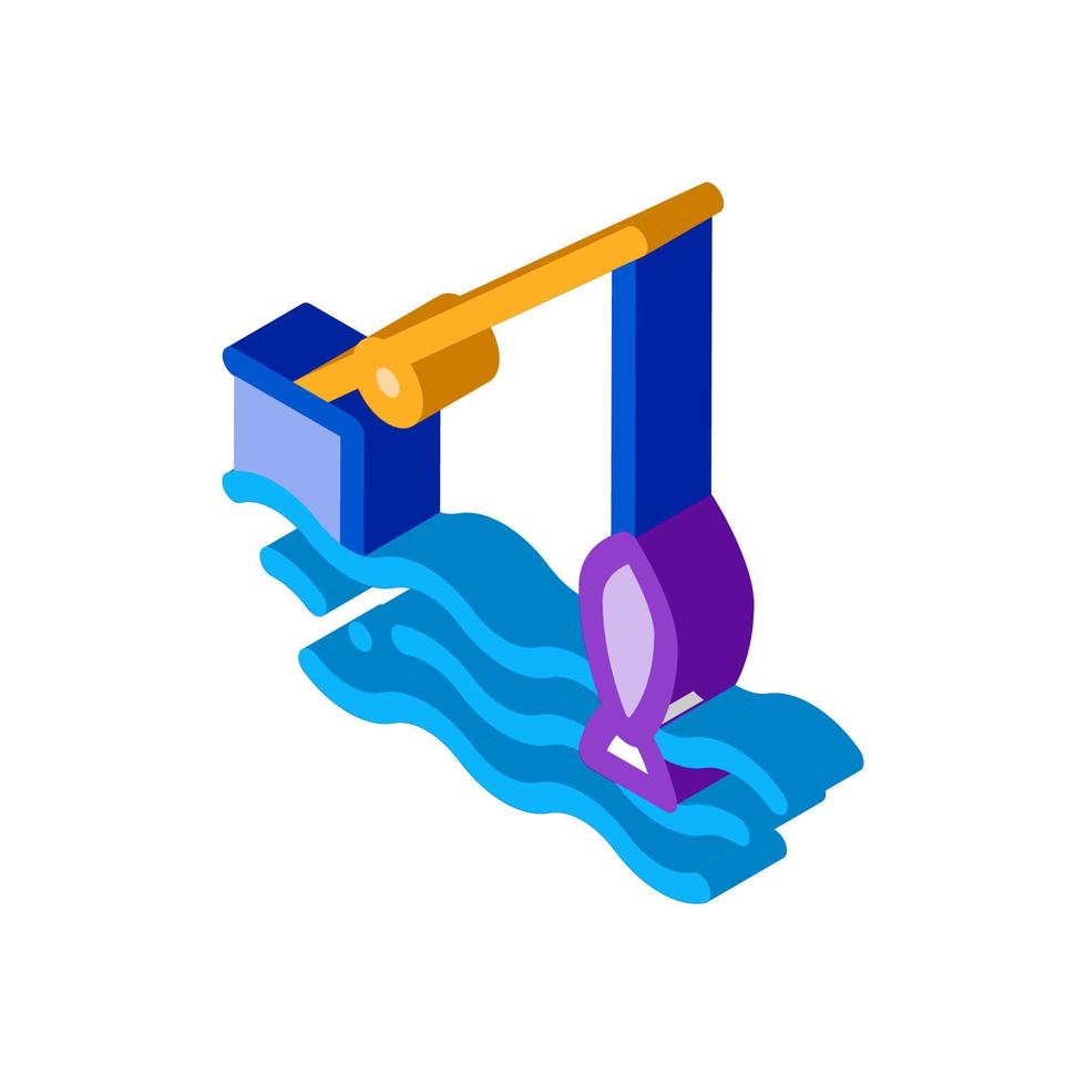 fishing rod isometric icon vector illustration