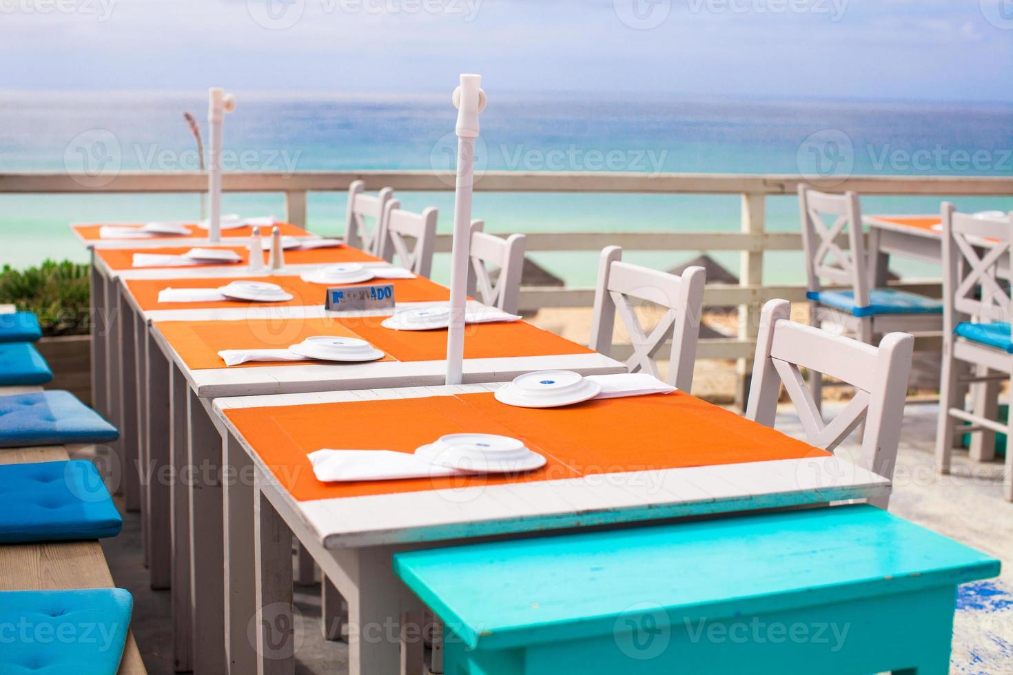 Outdoor cafe on the beach in Atlantic coast photo