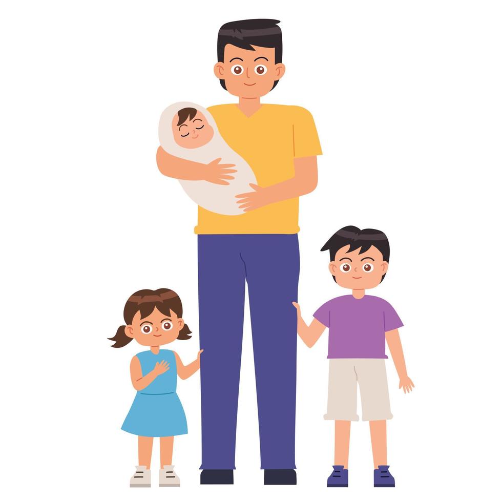 Happy father with three children vector image
