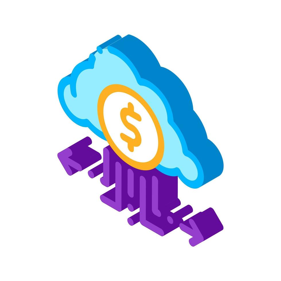 Charge Money Through Cloud Storage isometric icon vector illustration