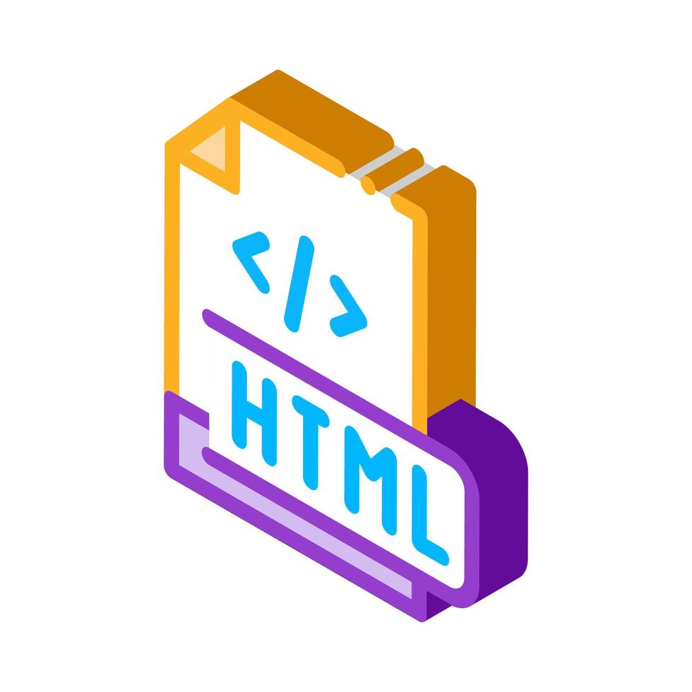 Ilustración de vector de icono isométrico de código html frontal