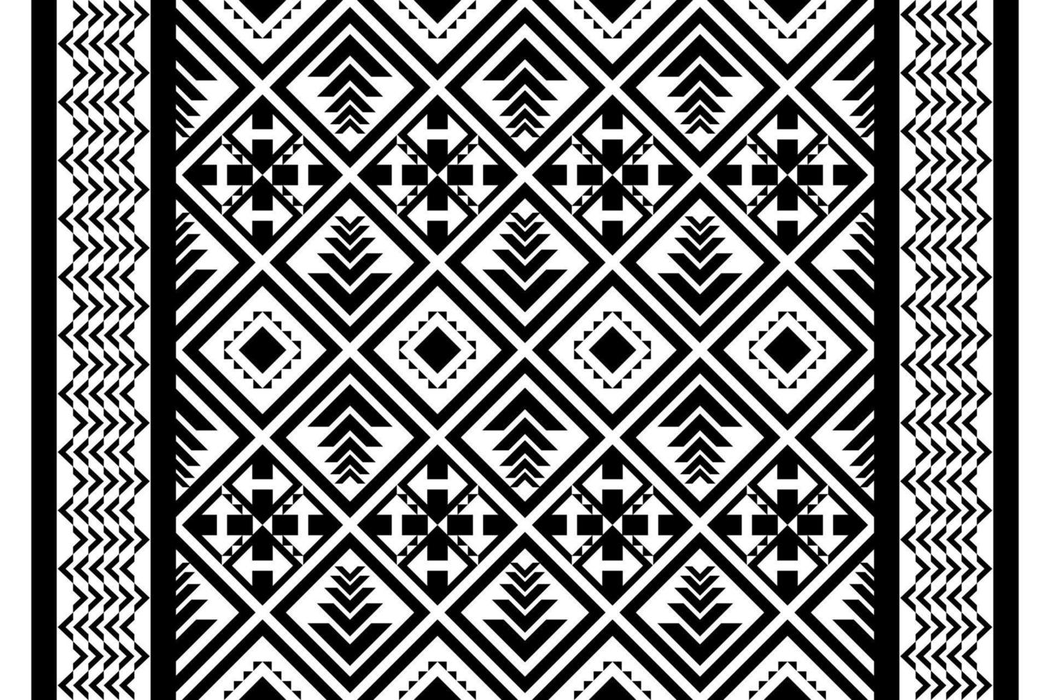 Black and white geometric ethnic seamless pattern design for wallpaper, background, fabric, curtain, carpet, clothing, and wrapping. vector