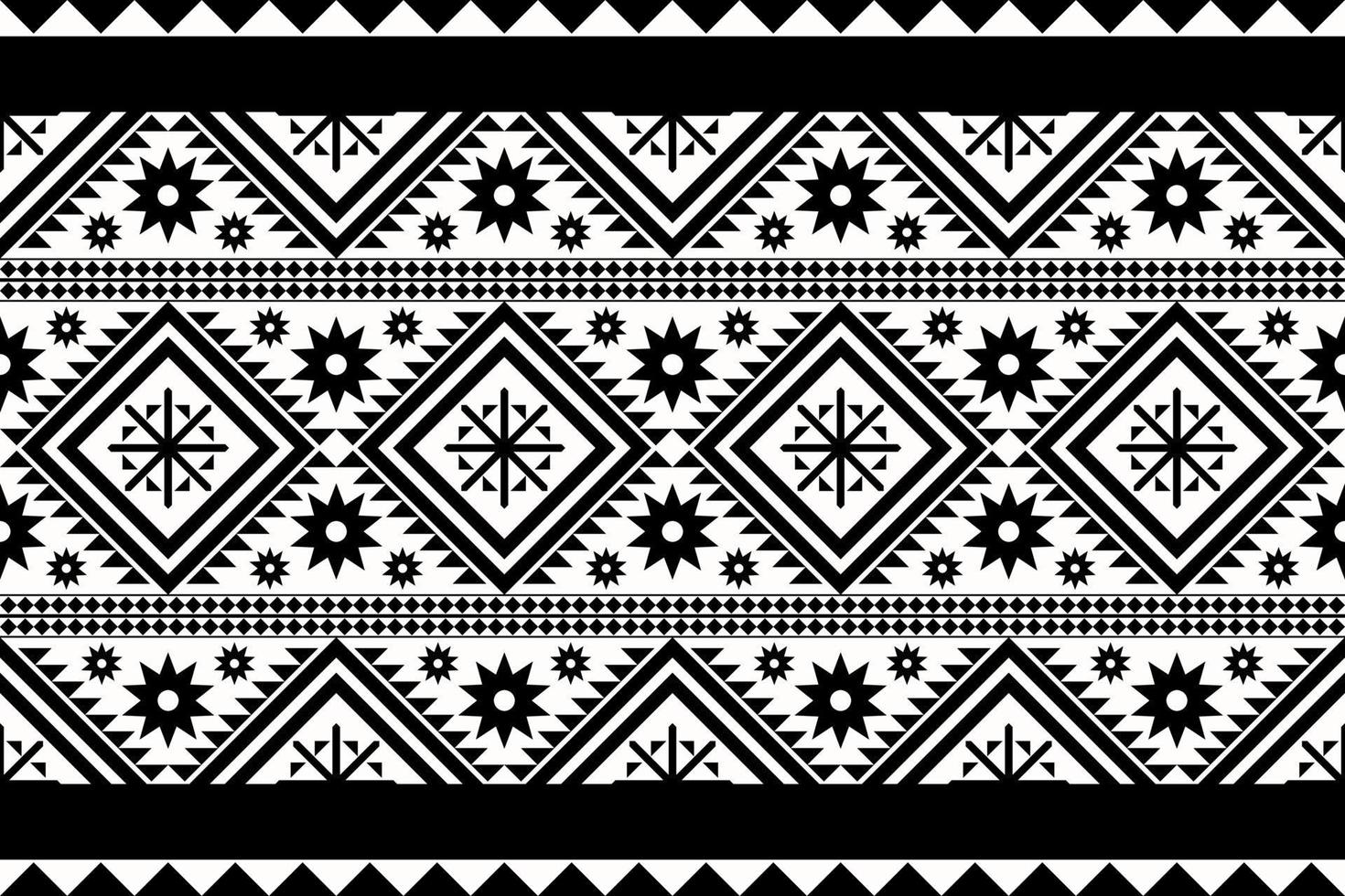 Black and white geometric ethnic seamless pattern designed for background, wallpaper, traditional clothing, carpet, curtain, and home decoration. vector