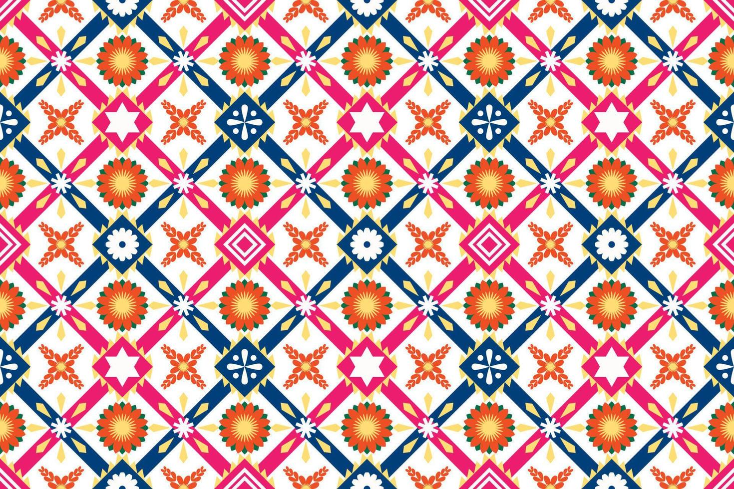 Colorful geometric ethnic seamless pattern designed for background, wallpaper, traditional clothing, carpet, curtain, and home decoration. vector