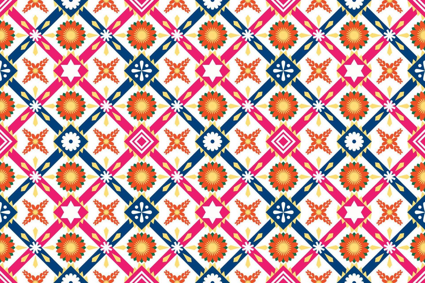 Colorful geometric ethnic seamless pattern designed for background, wallpaper, traditional clothing, carpet, curtain, and home decoration. vector