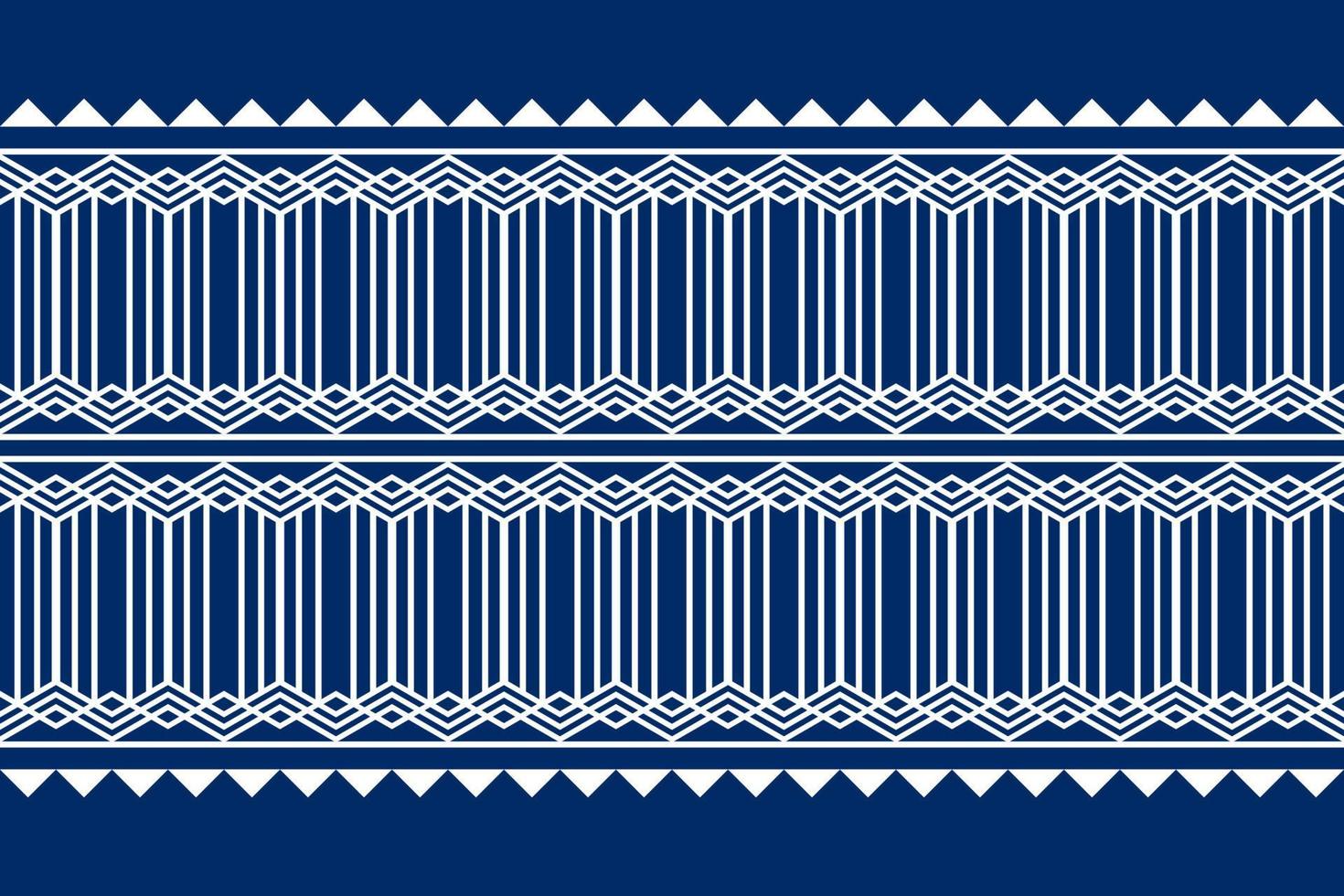Dark blue and white geometric ethnic seamless pattern design for wallpaper, background, fabric, curtain, carpet, clothing, and wrapping. vector