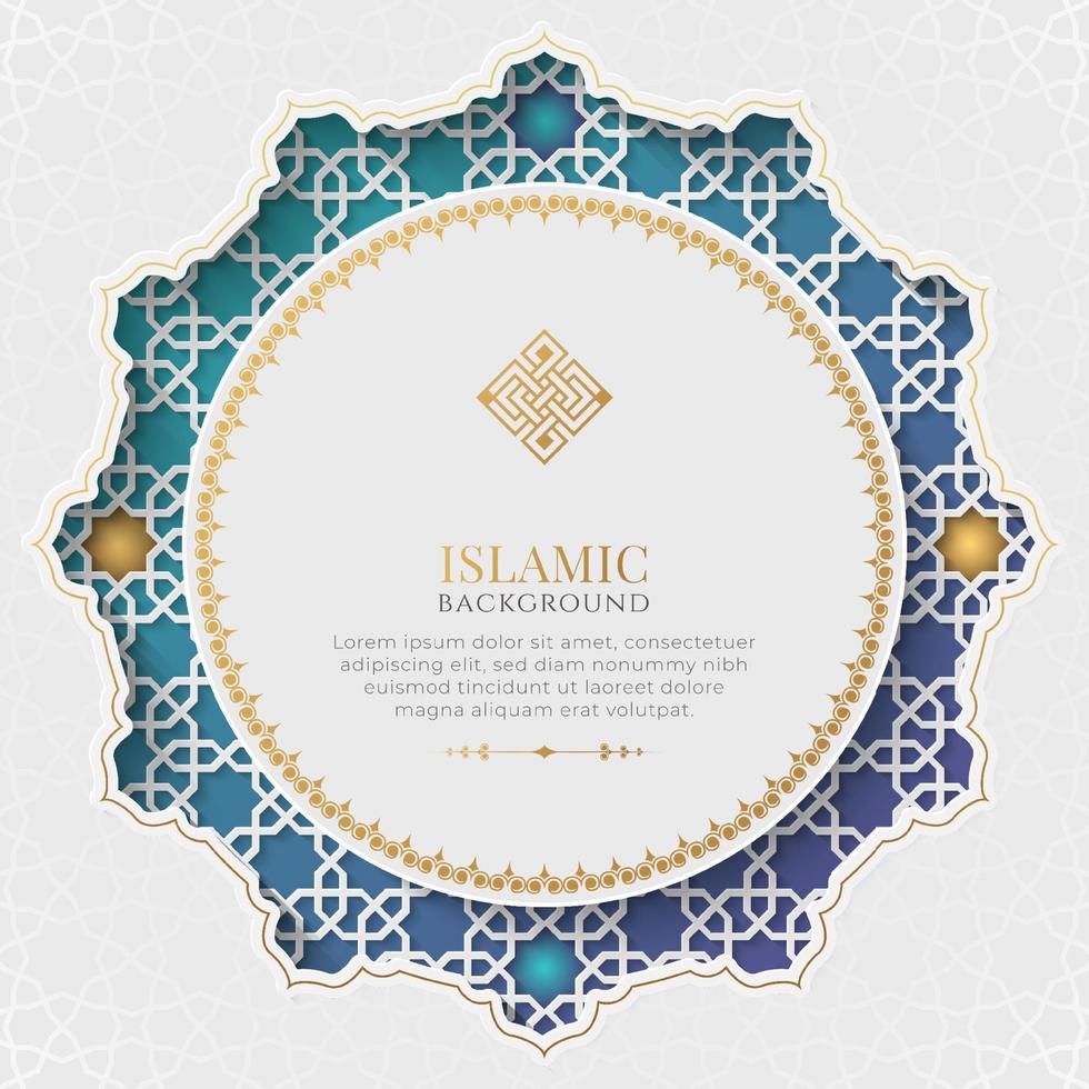 Arabic Islamic Elegant White and golden Luxury Ornament Background with Arabic Pattern and Decorative Ornament Frame vector