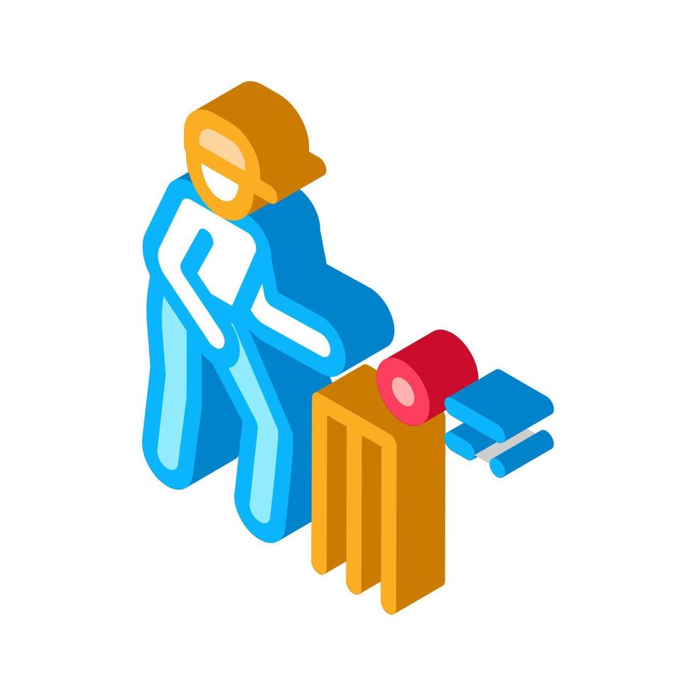 Cricket Player Throwing Ball isometric icon vector illustration