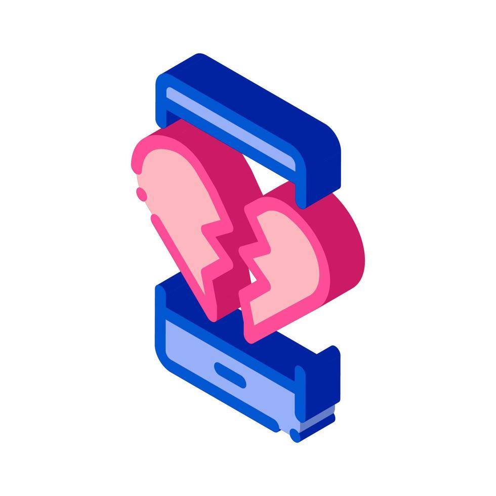 Broken Heart isometric icon vector illustration