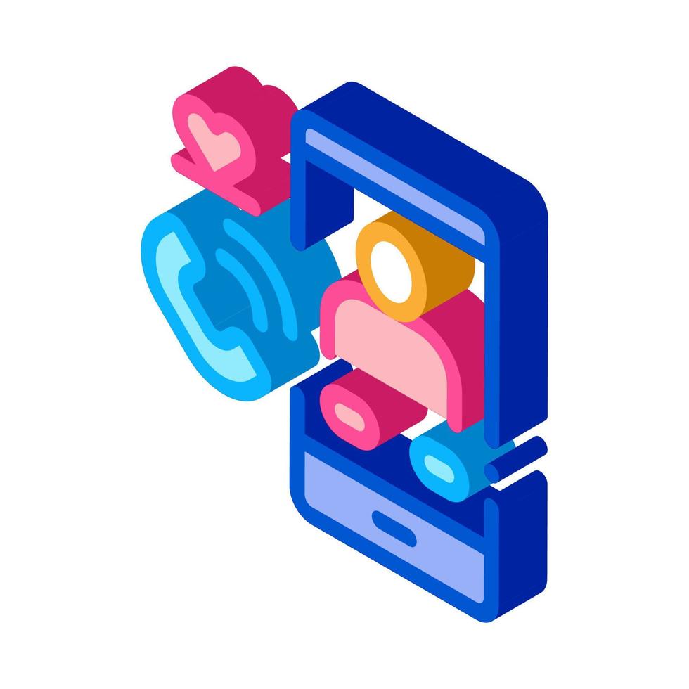 Romantic Phone Call isometric icon vector illustration