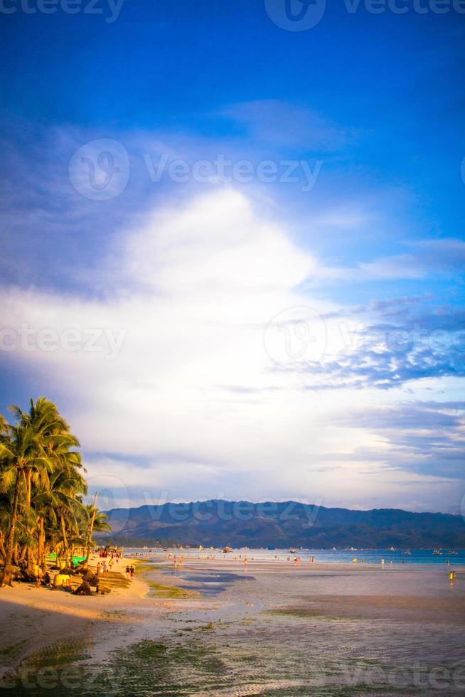 Colorful bright sunset on the island Boracay, Philippines photo