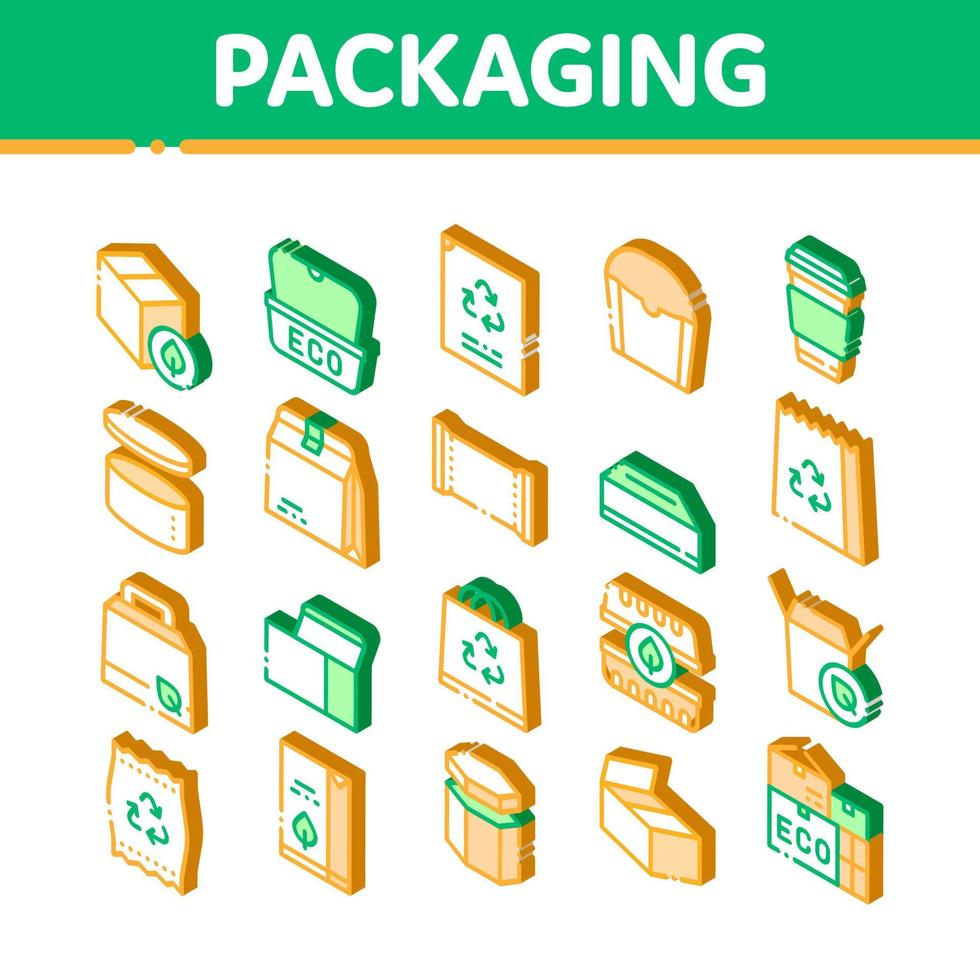 Packaging Isometric Icons Set Vector