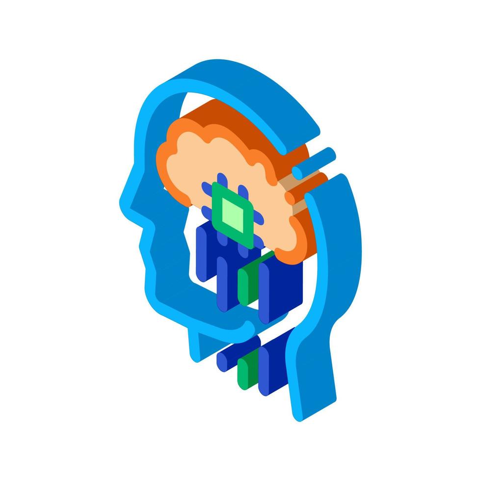 Head Nerve Impulses Biohacking isometric icon vector illustration