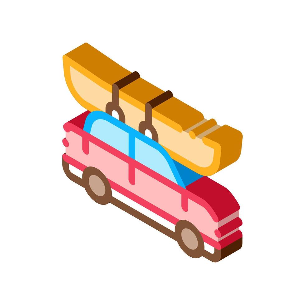 Car Driven Boat Canoeing isometric icon vector illustration