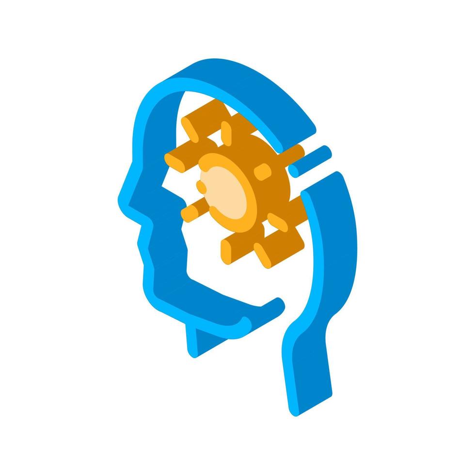 Shining Sun In Man Silhouette Mind isometric icon vector