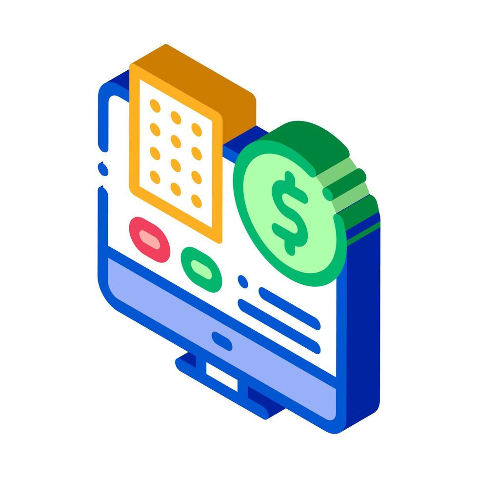 Data Processor Computer Betting And Gambling isometric icon vector illustration