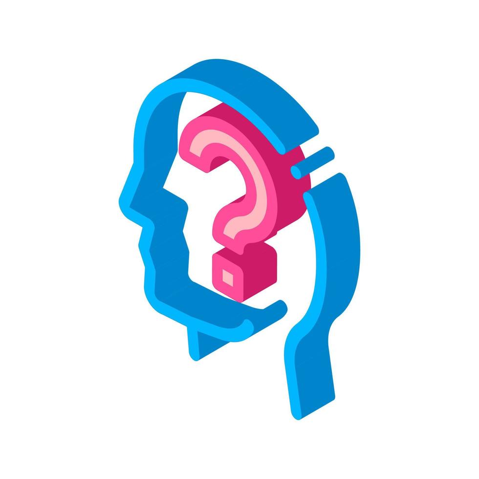 Question Mark In Man Silhouette Mind isometric icon vector