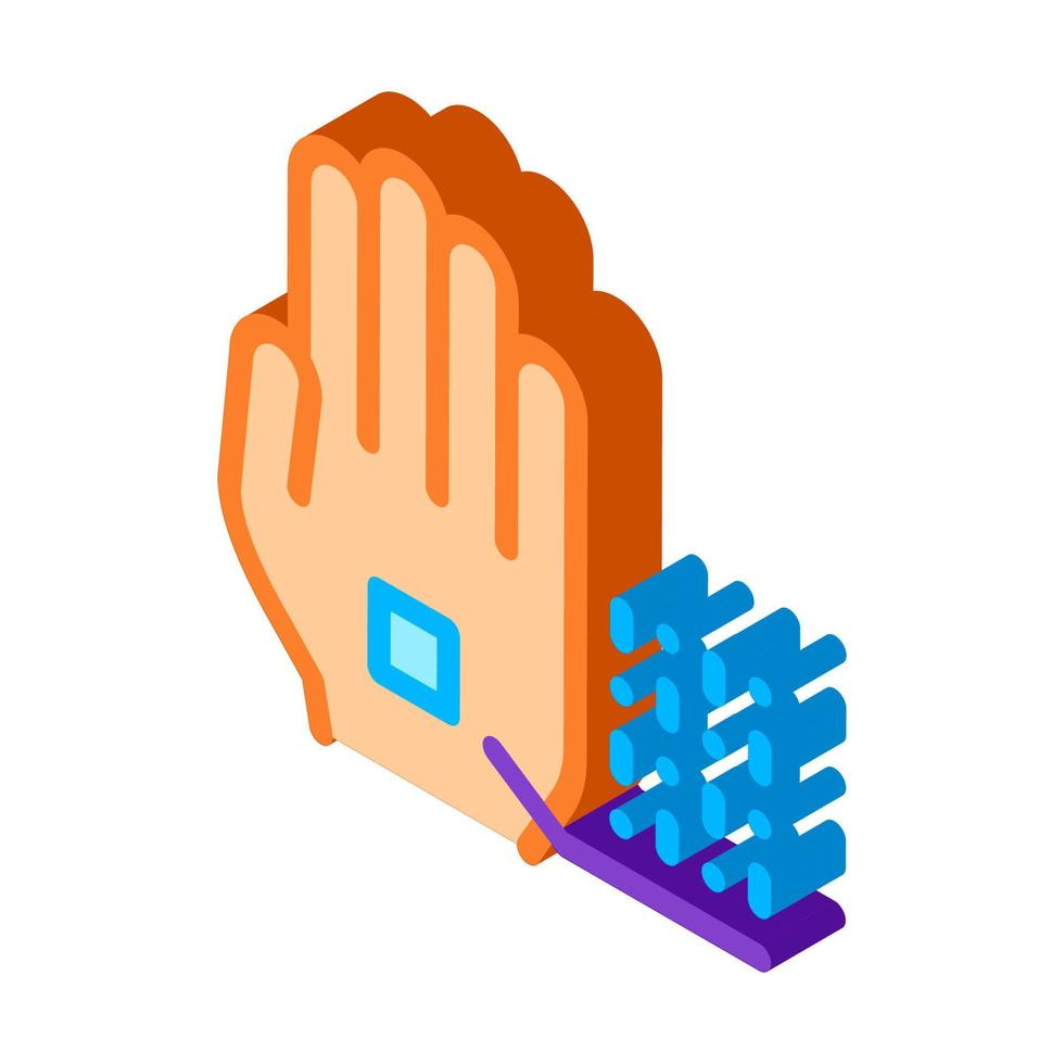 Information Chip On Hand Biomaterial isometric icon vector