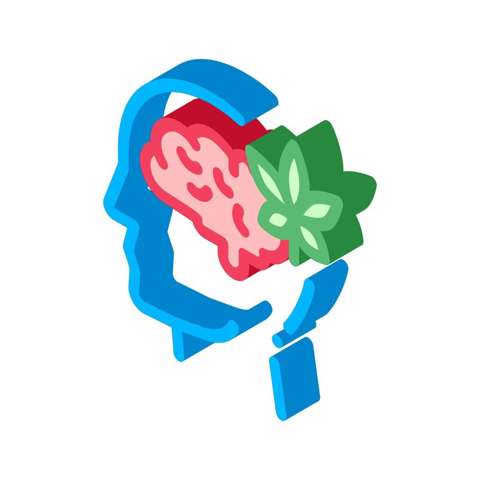 Brain And Leaf Man Silhouette Headache isometric icon vector